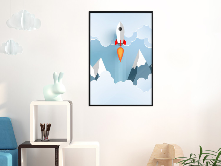 Wall Poster Rocket in the Clouds - rocket flying amidst mountains and clouds in a pastel style 125086 additionalImage 5