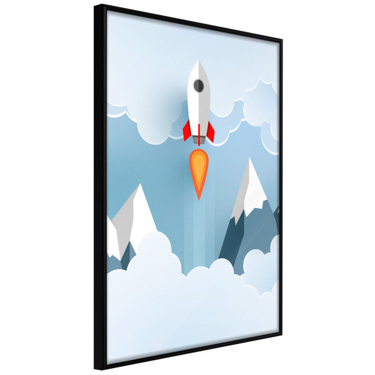 Wall Poster Rocket in the Clouds - rocket flying amidst mountains and clouds in a pastel style 125086 additionalImage 10