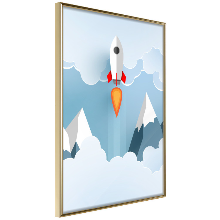 Wall Poster Rocket in the Clouds - rocket flying amidst mountains and clouds in a pastel style 125086 additionalImage 12