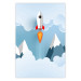 Wall Poster Rocket in the Clouds - rocket flying amidst mountains and clouds in a pastel style 125086