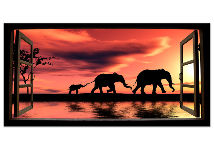 Large canvas print Evening Elephant Walk II [Large Format] 125586
