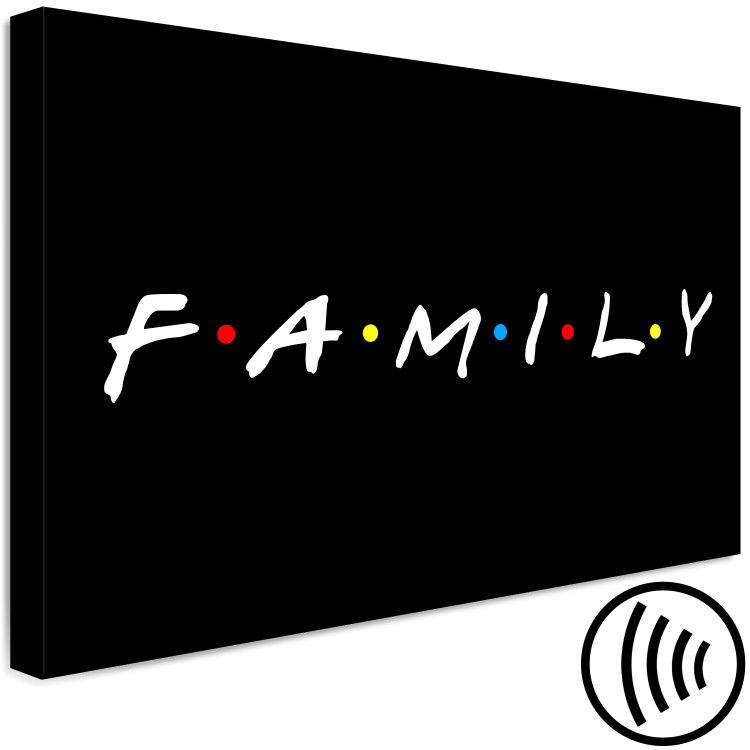 Canvas Art Print White English Family sign with colouful dots - on a black background 127786 additionalImage 6