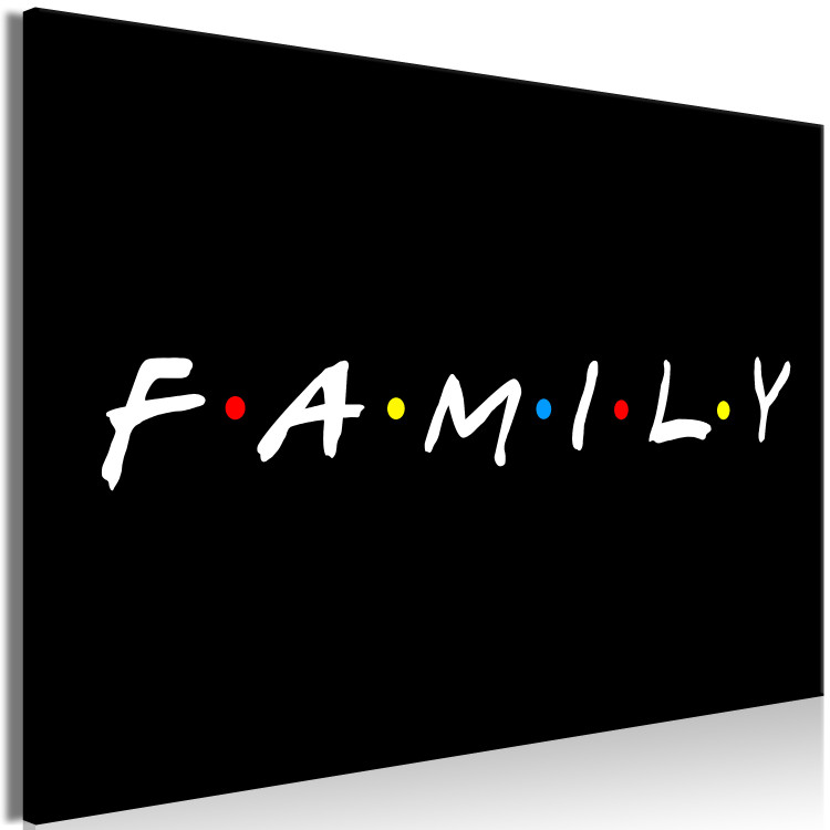 Canvas Art Print White English Family sign with colouful dots - on a black background 127786 additionalImage 2