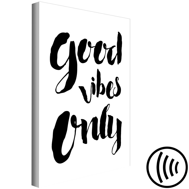 Canvas Art Print Good Vibes - black and white composition with an English inscription 128986 additionalImage 6