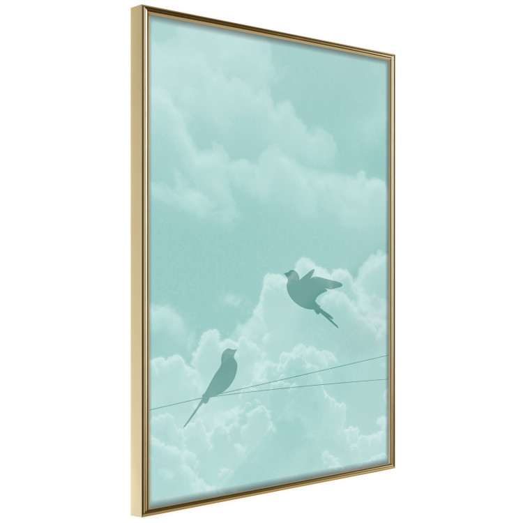 Wall Poster Flight Shadow - abstract dark birds against pastel sky and clouds 129586 additionalImage 14