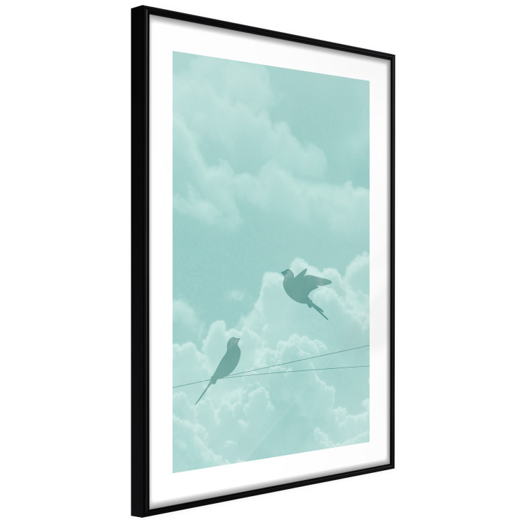 Wall Poster Flight Shadow - abstract dark birds against pastel sky and clouds 129586 additionalImage 8