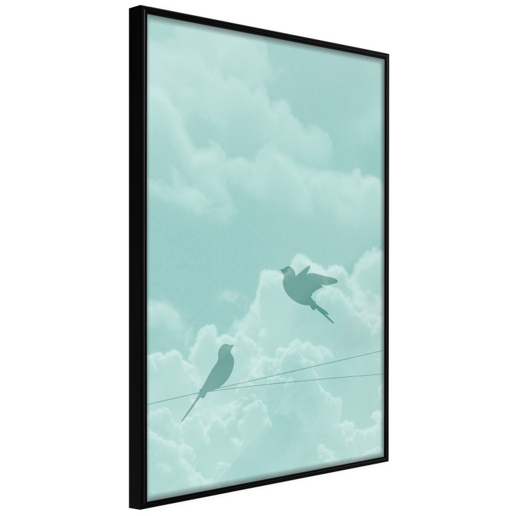 Wall Poster Flight Shadow - abstract dark birds against pastel sky and clouds 129586 additionalImage 11