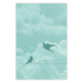 Wall Poster Flight Shadow - abstract dark birds against pastel sky and clouds 129586