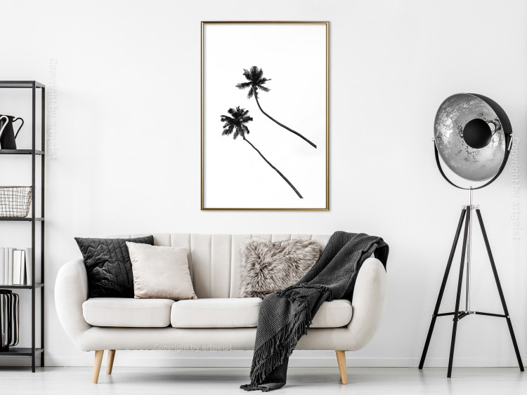 Wall Poster Solitary Palms - black tropical trees on a contrasting white background 129786 additionalImage 15