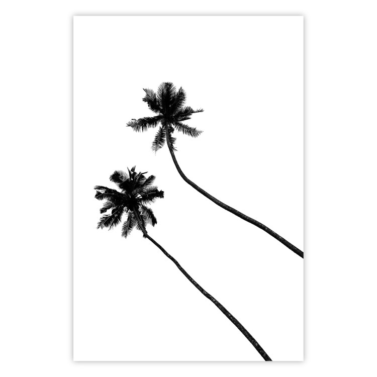 Wall Poster Solitary Palms - black tropical trees on a contrasting white background 129786