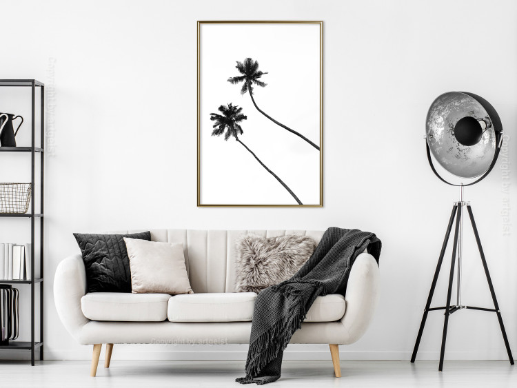 Wall Poster Solitary Palms - black tropical trees on a contrasting white background 129786 additionalImage 7