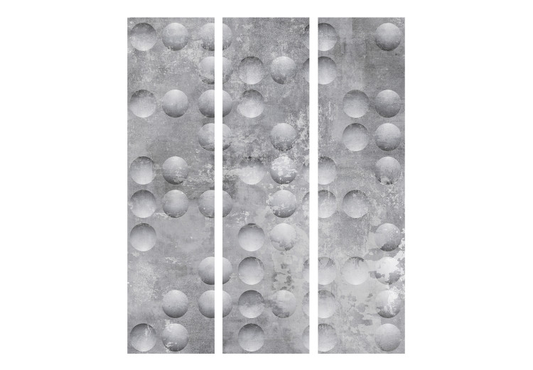Room Divider Screen Dancing Bubbles (3-piece) - geometric pattern in shades of gray 132586 additionalImage 3