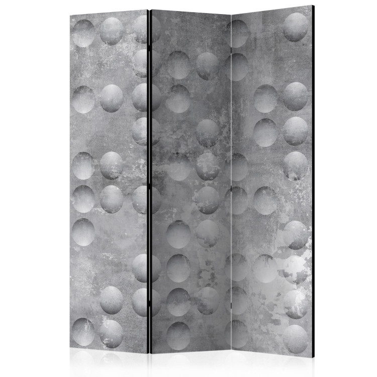 Room Divider Screen Dancing Bubbles (3-piece) - geometric pattern in shades of gray 132586