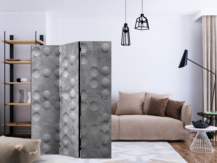 Room Divider Screen Dancing Bubbles (3-piece) - geometric pattern in shades of gray 132586 additionalImage 4