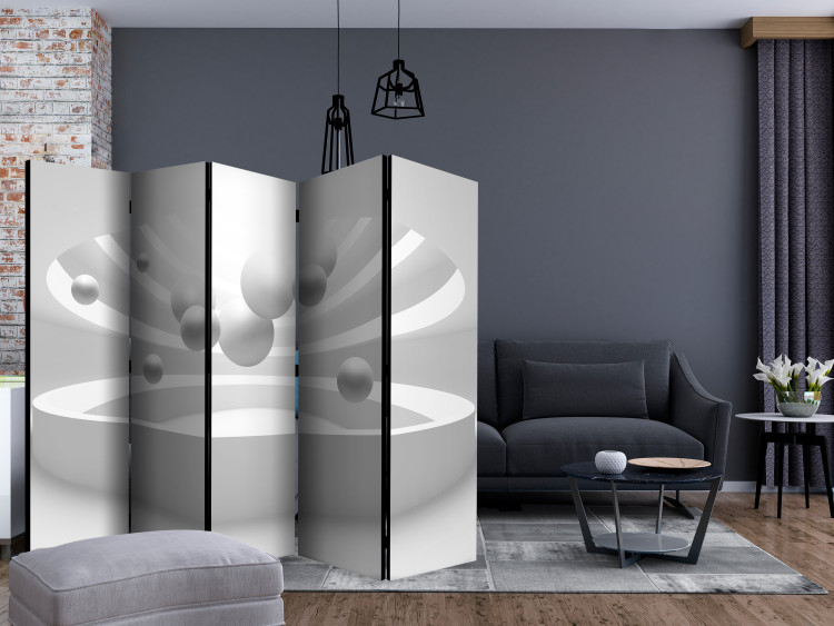 Room Divider Screen Temple of the Future II (5-piece) - white architecture in circles 132786 additionalImage 4