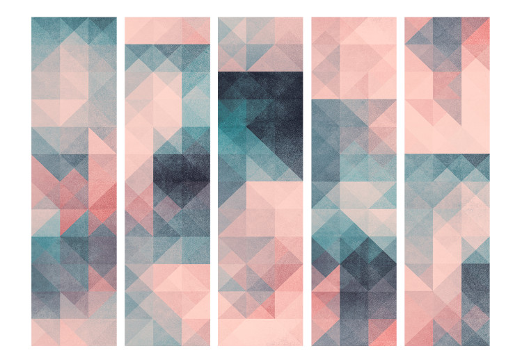 Room Divider Pixels (Green-Pink) II (5-piece) - colorful geometric design 133186 additionalImage 3
