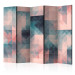 Room Divider Pixels (Green-Pink) II (5-piece) - colorful geometric design 133186