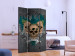 Room Divider Darkness II (3-piece) - skulls and white flowers on gray background 133286 additionalThumb 2