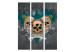 Room Divider Darkness II (3-piece) - skulls and white flowers on gray background 133286 additionalThumb 3