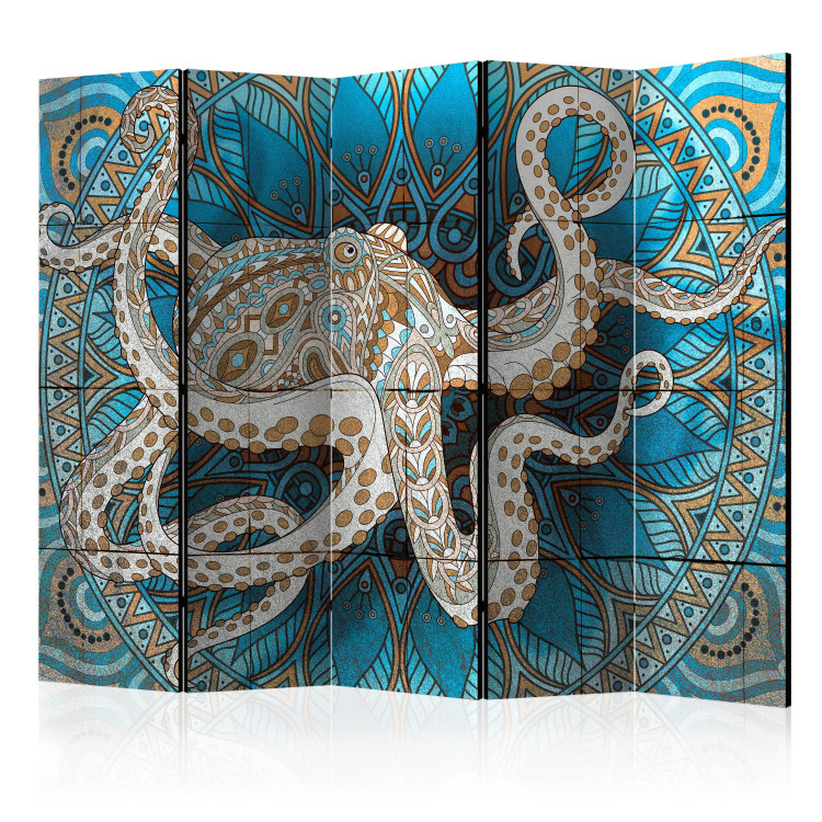 Room Divider Zen Octopus II (5-piece) - animal composition in a colorful pattern 133386