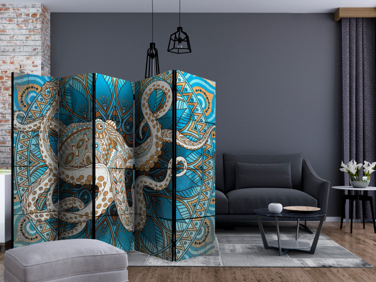 Room Divider Zen Octopus II (5-piece) - animal composition in a colorful pattern 133386 additionalImage 4