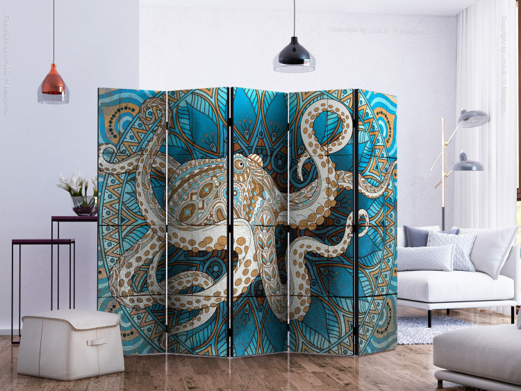 Room Divider Zen Octopus II (5-piece) - animal composition in a colorful pattern 133386 additionalImage 2