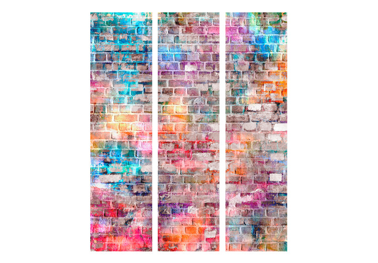 Room Divider Colorful Brick (3-piece) - colorful composition with brick texture 133486 additionalImage 3