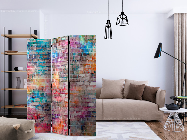 Room Divider Colorful Brick (3-piece) - colorful composition with brick texture 133486 additionalImage 4