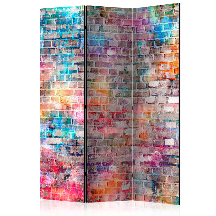 Room Divider Colorful Brick (3-piece) - colorful composition with brick texture 133486