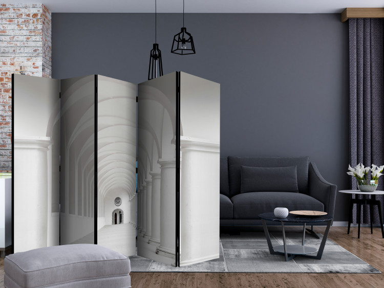Folding Screen Hummingbird Flight II - gray tunnel architecture with columns and doors 133786 additionalImage 4