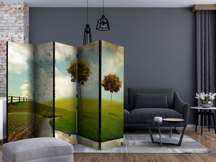 Folding Screen Autumn - Landscape II - landscape of meadows and fields with trees against the sky 133986 additionalImage 4