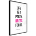 Wall Poster Life Is a Party - black and pink English quotes on a white background 134186 additionalThumb 2