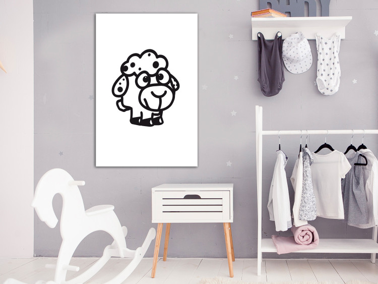 Canvas Print Sheep - drawing image of a smiling animal on a white background 135186 additionalImage 3