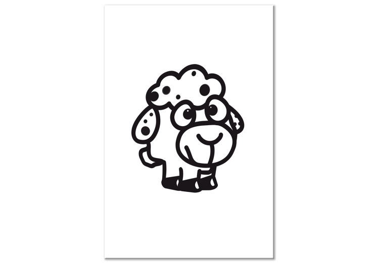Canvas Print Sheep - drawing image of a smiling animal on a white background 135186