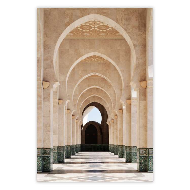 Poster Mosque in Casablanca - architectural composition of a building with columns 135786