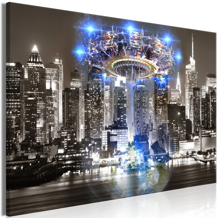 Canvas Spaceship on Night Panorama of New York - Abstraction 136086 additionalImage 2