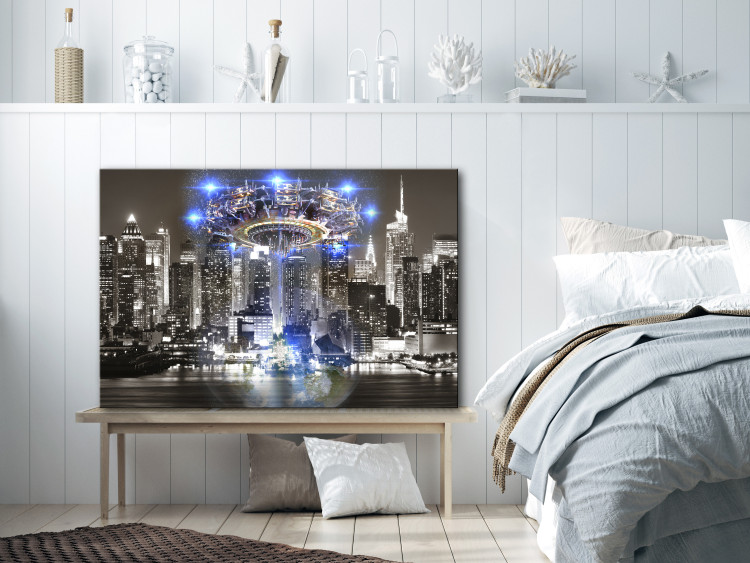 Canvas Spaceship on Night Panorama of New York - Abstraction 136086 additionalImage 3
