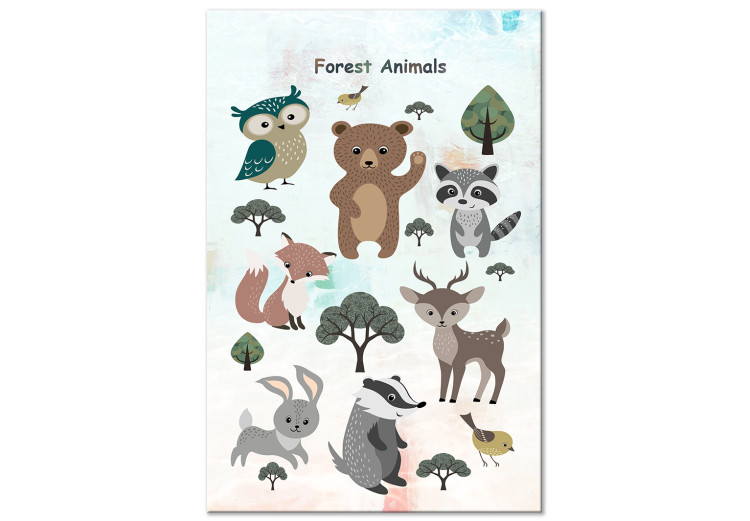 Canvas Art Print Forest Animals (1-piece) Vertical - cheerful composition for children 143486