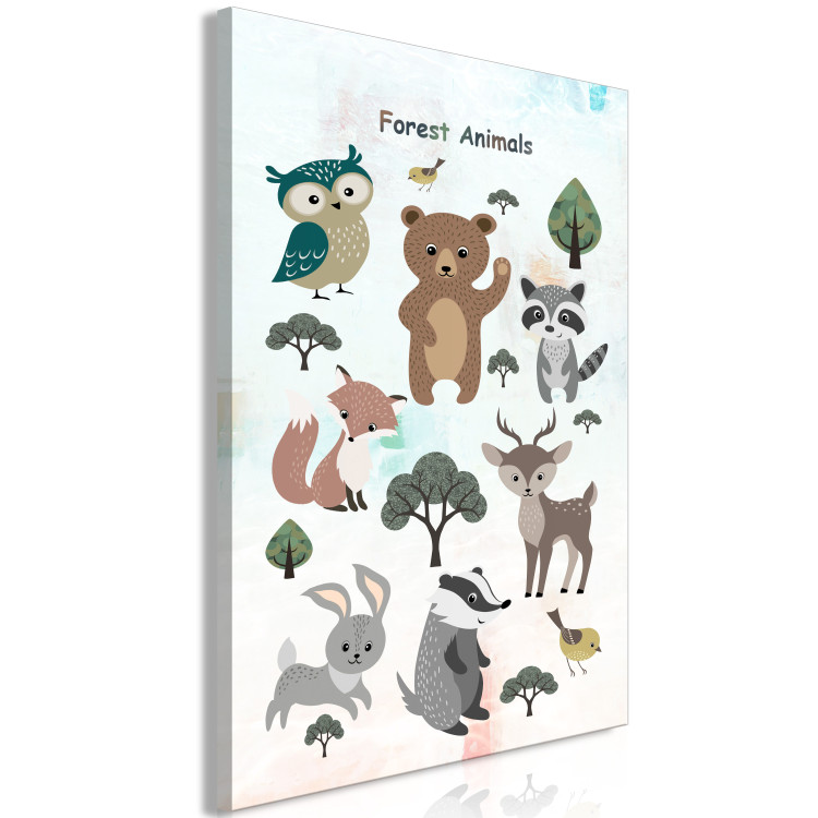 Canvas Art Print Forest Animals (1-piece) Vertical - cheerful composition for children 143486 additionalImage 2