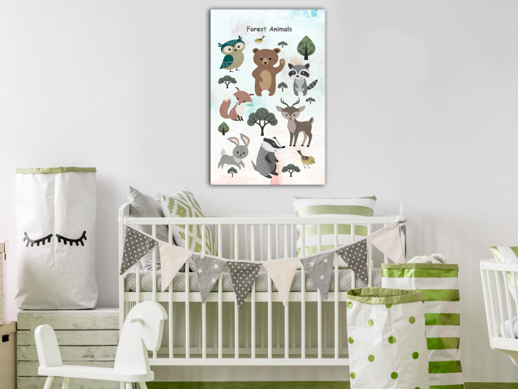 Canvas Art Print Forest Animals (1-piece) Vertical - cheerful composition for children 143486 additionalImage 3