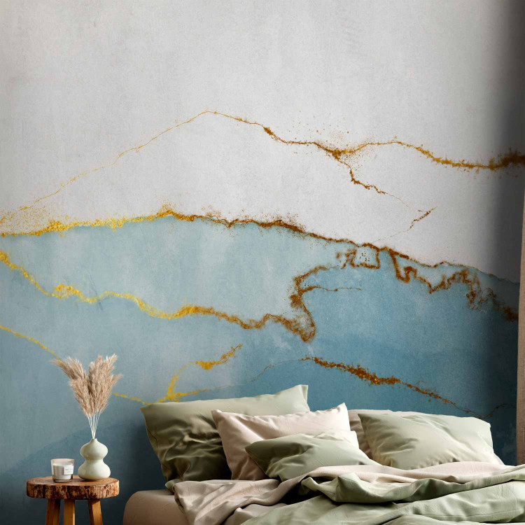 Wall Mural Infinity blue - abstract marble texture with gold 143586 additionalImage 2