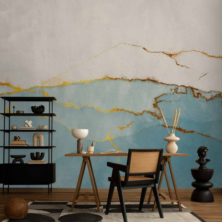 Wall Mural Infinity blue - abstract marble texture with gold 143586 additionalImage 4