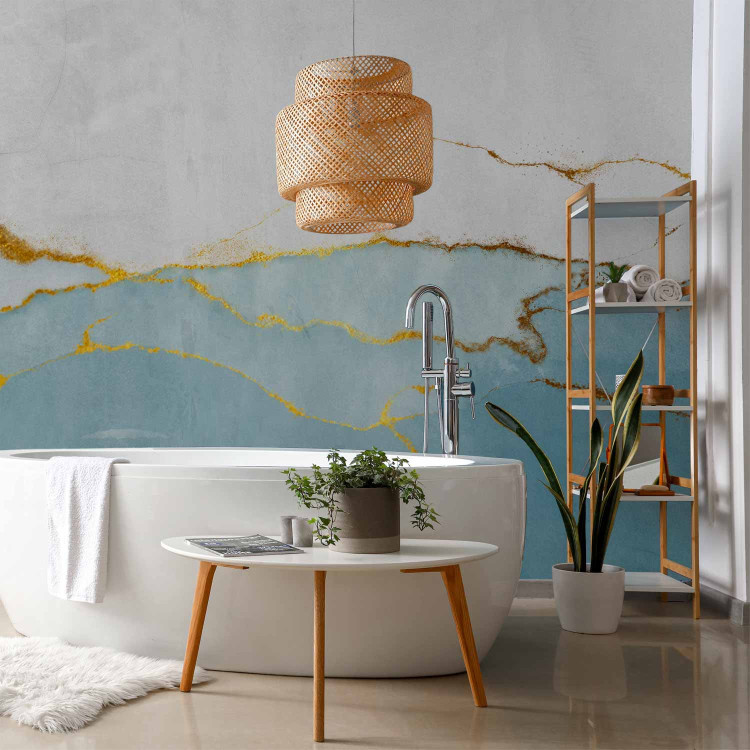Wall Mural Infinity blue - abstract marble texture with gold 143586 additionalImage 8