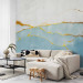 Wall Mural Infinity blue - abstract marble texture with gold 143586