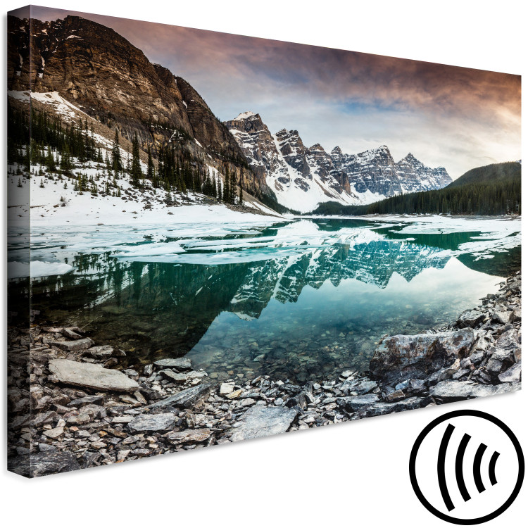 Canvas Print Winter Landscape (1-piece) - snowy mountains and lake amidst rocks 144586 additionalImage 6