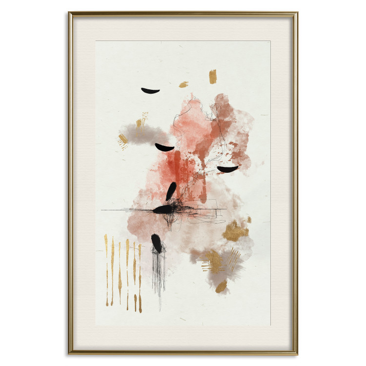 Wall Poster Abstraction in Warm Tones - Watercolor, Traces of Color and Traces of Gold 146186 additionalImage 25