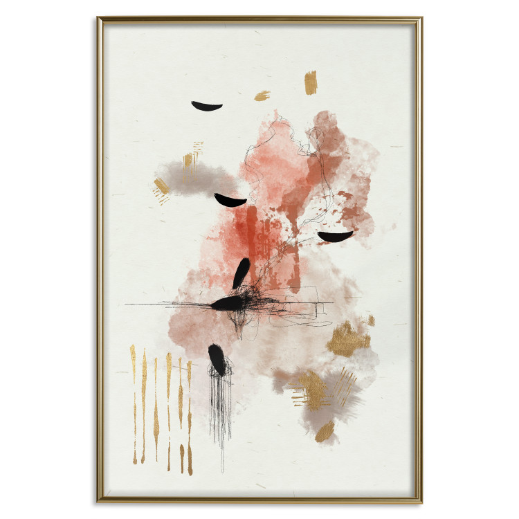 Wall Poster Abstraction in Warm Tones - Watercolor, Traces of Color and Traces of Gold 146186 additionalImage 27