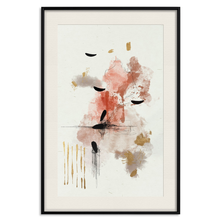 Wall Poster Abstraction in Warm Tones - Watercolor, Traces of Color and Traces of Gold 146186 additionalImage 23