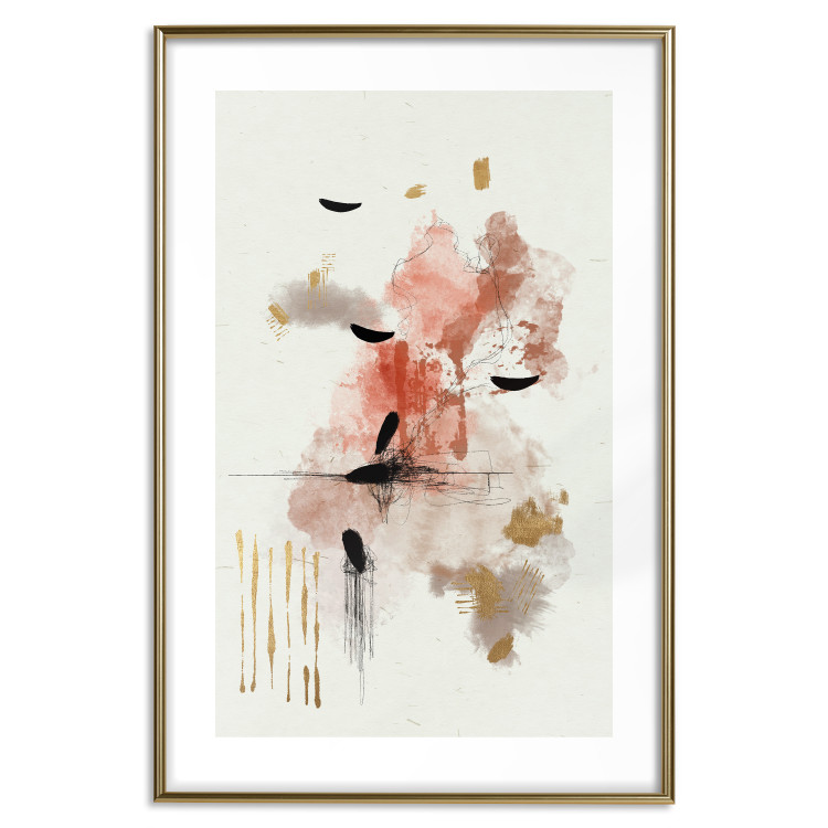 Wall Poster Abstraction in Warm Tones - Watercolor, Traces of Color and Traces of Gold 146186 additionalImage 24