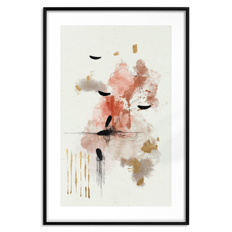 Wall Poster Abstraction in Warm Tones - Watercolor, Traces of Color and Traces of Gold 146186 additionalImage 22